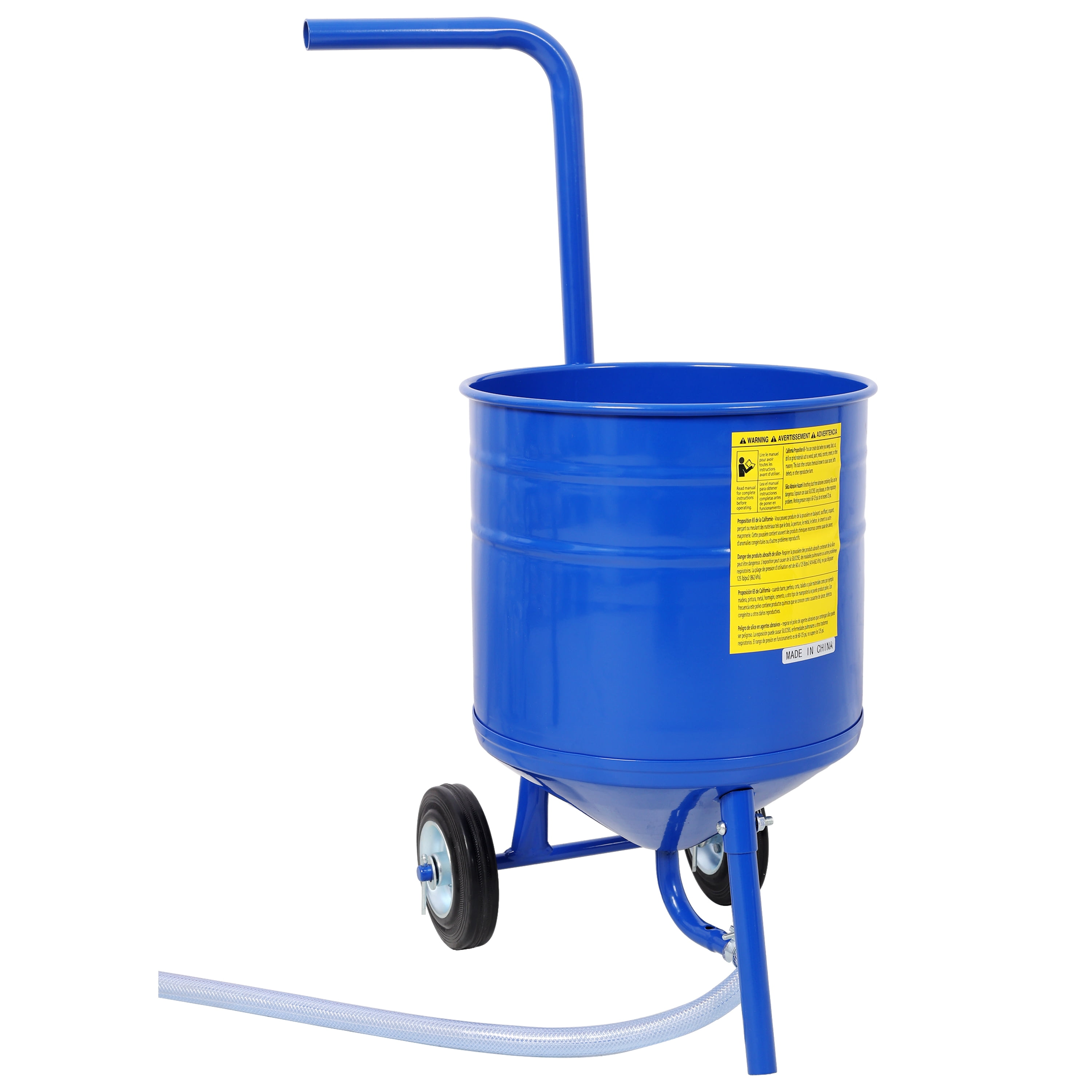 Siphon Feed Sandblaster Set, 9.8FT Hose, 4 Interchangeable Nozzles, Rolling Casters, Blue Powder Coated