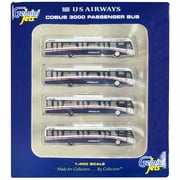 Cobus 3000 Passenger Bus White and Blue US Airways Shuttle Bus 4 Piece Set 1/400 Diecast Models by GeminiJets