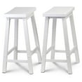 thumbnail image 2 of PJ Wood Classic Saddle-Seat 24In Kitchen Counter Stools, White (8 Pack), 2 of 7