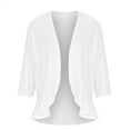 thumbnail image 5 of QLEICOM Womens Casual Tops, Plus Size Summer Cardigan Irregular Hem Shirt, Fashion Solid Cotton Comfortable Tops, V-Neck 3/4 Sleeve Cardigan Pullover Blouse Tunic Tops White XL, 5 of 7