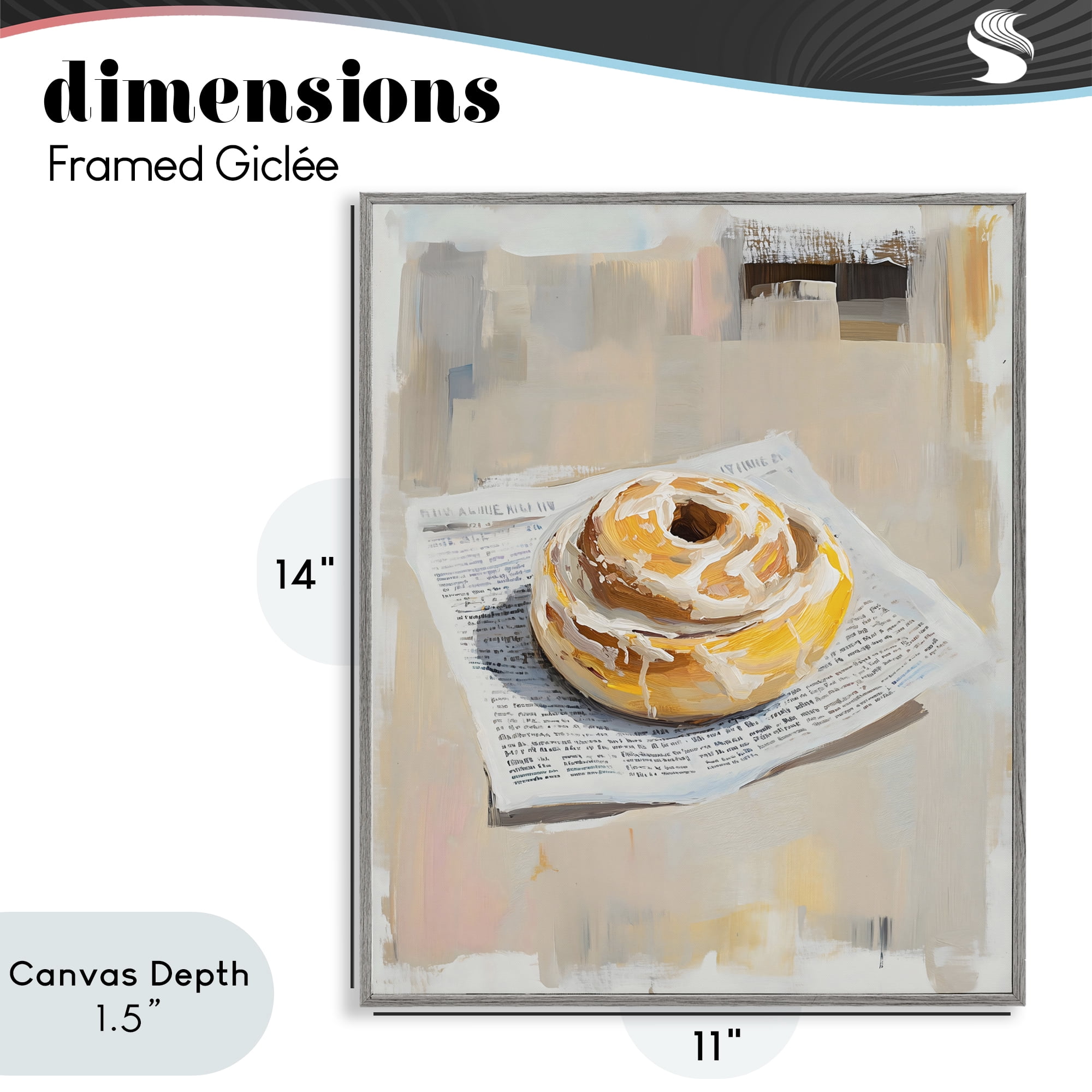 Stupell Industries Cinnamon Roll & Morning Paper Gray Framed Giclee Art, design by The Prints Vibe