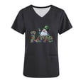 thumbnail image 4 of lcziwo 2025 Scrub Tops for Women St. Patrick's Day Stretchy Scrubs Summer Casual V Neck Shrits Holiday Short Sleeve Work Top with Pockets Black L Vacation Sales, 4 of 7