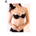 thumbnail image 5 of PULLIMORE Push Up Adhesive Bra Chest Gathered V Neck Silicone Bras Strapless Backless Invisible Bras (Cup D, Black), 5 of 10