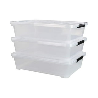 HART 200 Quart Latching Rolling Plastic Storage Bin Container, Clear, Set  of 2