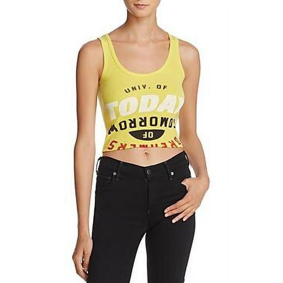 MSRP $68 University of Today Cropped Graphic Tank Size S YELLOW