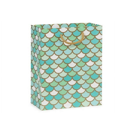 100 PK, Mermaid Paradise Gloss Gift Bags, Cub 8 x 4 x 10" For Party, Holiday & Events