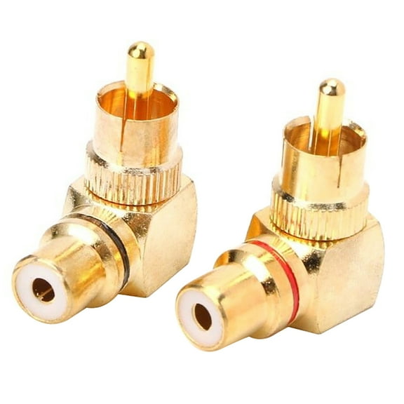Deyuer 2Pcs RCA Right Angle Male to Female Gold Plated Connector 90 Degree Adapter,1#