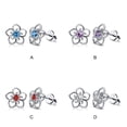 thumbnail image 3 of pitrice 1 Pair Copper Silver Flower Shape Ear Stud Replacement Unfading Exquisite Girls Ladies Earring Jewelry Birthday Gift Purple, 3 of 9