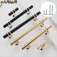 thumbnail image 3 of 2Pcs Aluminum Alloy Black Gold Door Handle Wardrobe Kitchen Cabinet Drawer Solid Handle, 3 of 5