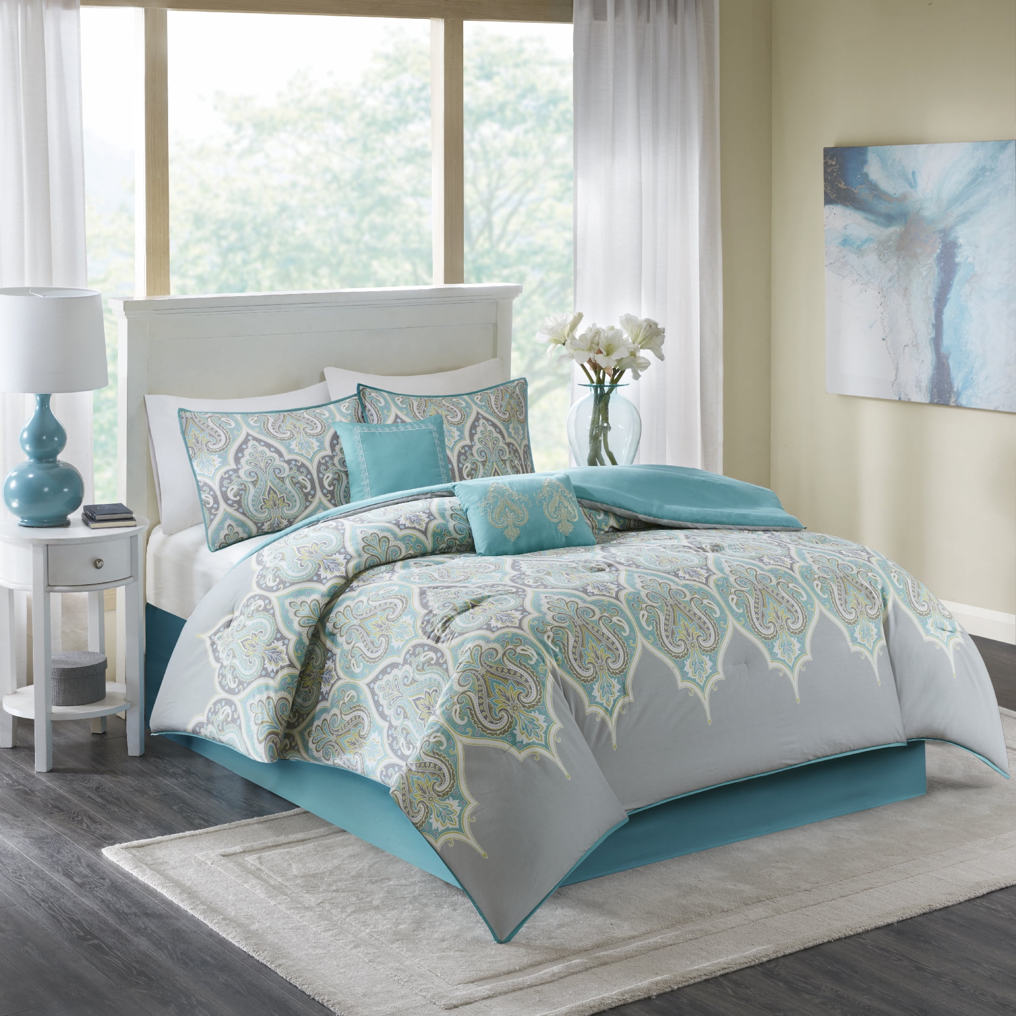 Comfort Spaces Mona Cotton Printed 6 Piece Comforter Set, Queen