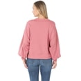 thumbnail image 4 of Womens Balloon Sleeve Crew Neck Pullover Short Sweatshirt, 4 of 4
