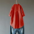 thumbnail image 4 of Xihbxyly Tops Tops for Women 2025 Women's Round Neck Long Sleeve Loose Button Cotton and Linen Tunic Shirts Summer Shirts Blouse, 4 of 7