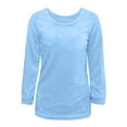 thumbnail image 4 of AherBiu Plus Size Fleece Tops for Women Lightweight Basic Top Tees Crew Neck Long Sleeve Solid Color Pajamas, 4 of 5