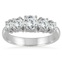 SZUL Women's 1 1/4 Carat TW 5 Stone White Diamond Ring in 14K White Gold (K-L Color, I2-I3 Clarity)