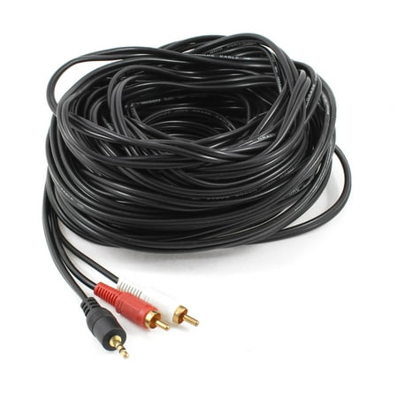 Rca Phono Lead - 60Ft 3.5mm Jack to 2 RCA Phono Plug Male to Male Audio Lead Extension Cable