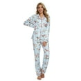 thumbnail image 1 of MintLimit Women's Floral Pajamas Set Button-Down Long Sleeve V-neck Shirt and Pants with Pocket Soft Nightwear 2 Piece Sleepwear, 1 of 5