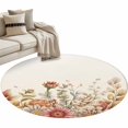thumbnail image 2 of Round Area Rug 4ft, Fall Floral Eucalyptus Country Non-Shedding Washable Area Rug, Autumn Wild Flower Leaves Non Slip Low-Profile Circle Rugs for Living Room, Bedroom Dining Room, 2 of 9