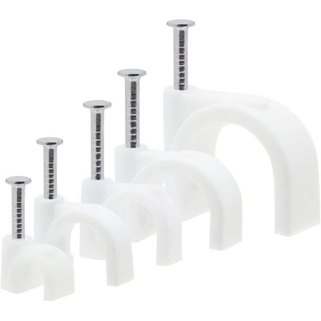 Paquete de 500 clavos en U para cable, clips de alambre para cables de montaje en pared, cine en casa, oficina (5 tamaños, blanco) Namotu CZDZ-ST104