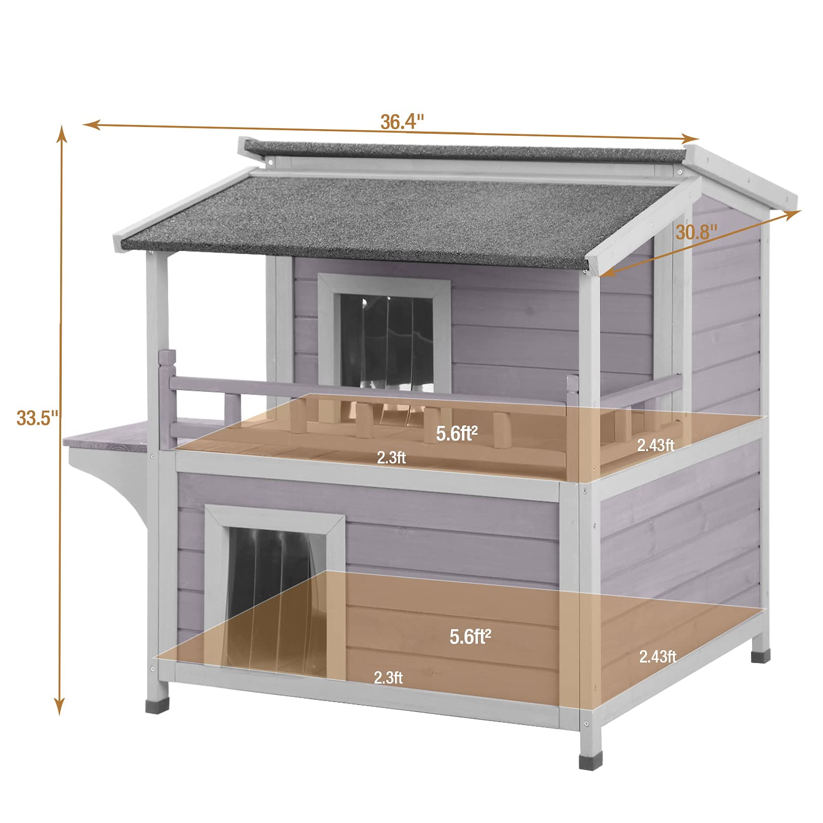 BUTINGLALE Outdoor Feral Cat House, Outside Cat Condos Two Story, Rainproof Kitty House for Winter