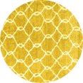 thumbnail image 1 of Ahgly Company Machine Washable Indoor Round Trellis Yellow Modern Area Rugs, 8' Round, 1 of 4