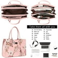 thumbnail image 2 of Mosiso PU Leather Laptop Tote Bag for 15-15.6 inch Notebook,Peony Waterproof Business Work Travel Briefcase with Adjustable PU Handle, Pink, 2 of 6
