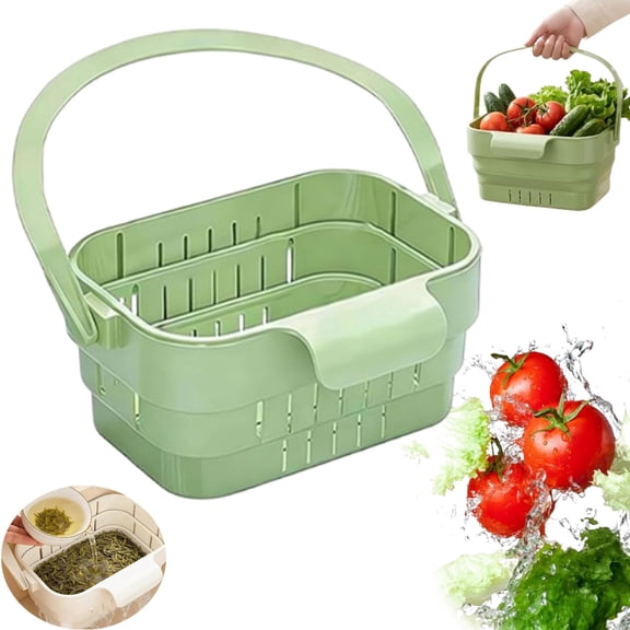 Foldable Sink Drain Basket, Stretchable Kitchen Colander With Flip Cover, Space Saving Food Strainer For Fruits Vegetables (1PC)