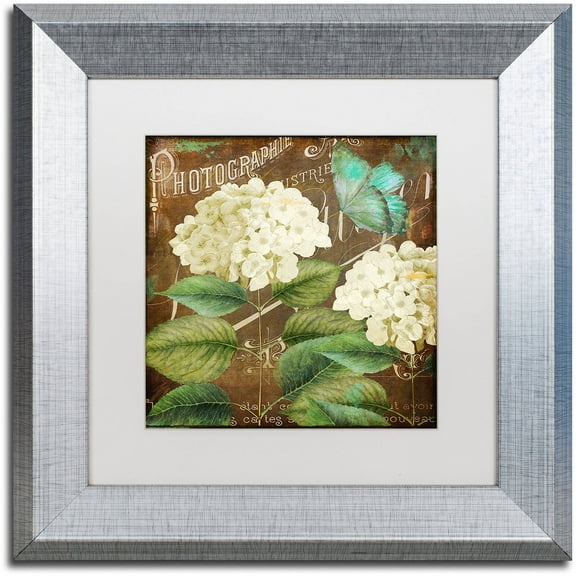 Trademark Fine Art "Alabaster Hydrangea" Canvas Art by Color Bakery White Matte, Silver Frame