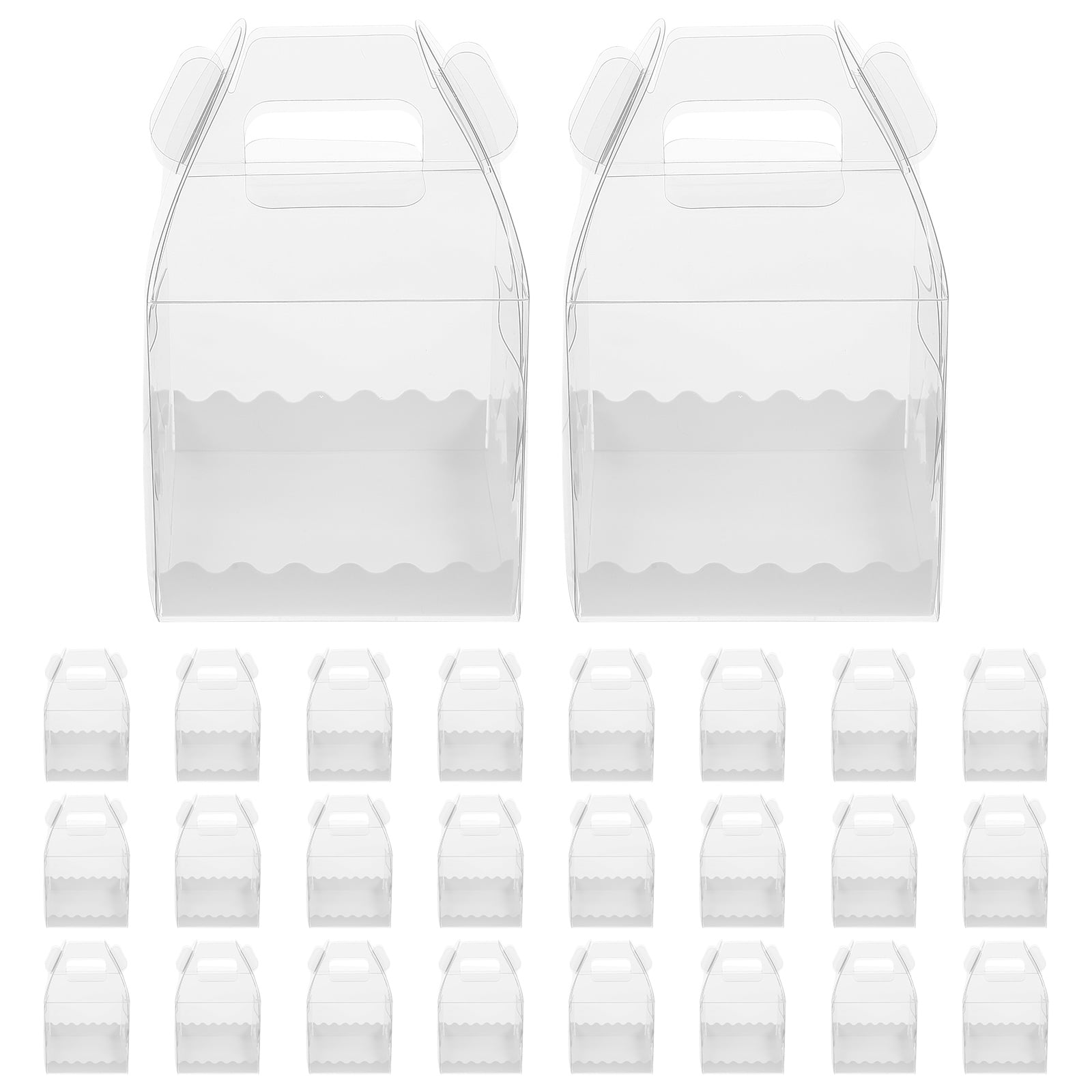 100Pcs Clear Cake Boxes Cake Boxes with Handles Portable Bakery Boxes Cake Wrapping Boxes