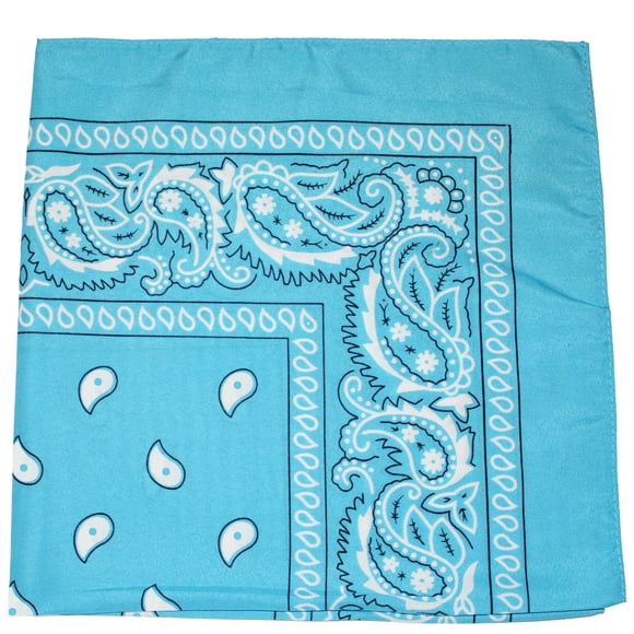 132 Pack Paisley 100% Polyester Bandanas - Bulk Lot (Turquoise)