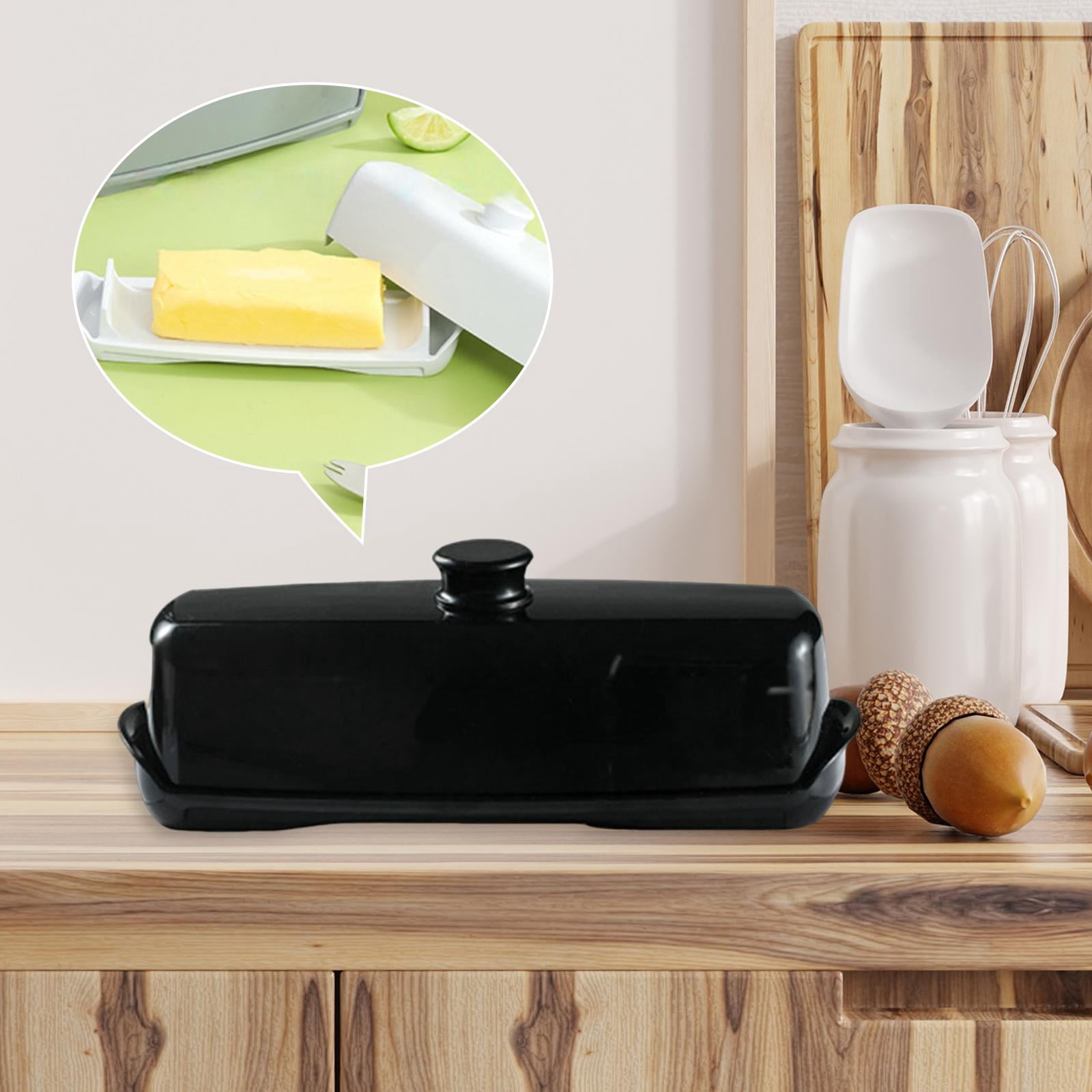 Beurrier En Bois Avec Couvercle Verre - 18x12x9,5 Cm, Garde Le Beurre/fromage Frais, Pour Comptoir Ou Frigo - 13