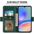 thumbnail image 2 of Phone Case for Samsung Galaxy A05s/A05 Wallet Cover with Tempered Glass Screen Protector and Leather Flip Credit Card Holder Stand Folio Cell Accessories Ao5s Ao5 A 05s 05 Women Men Dark Green, 2 of 14