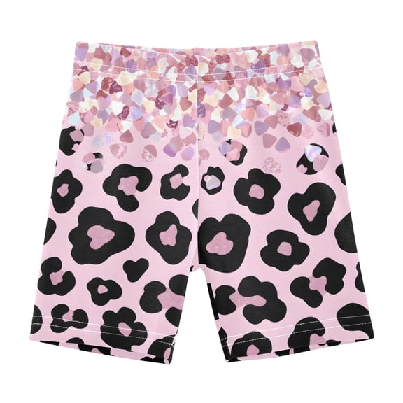joogoo Sparkling Glitter Leopard Girls Lined Shorts Bike Dance Bottoms 6T
