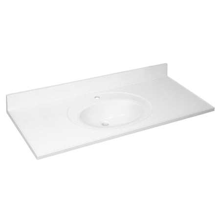 Design House Cultured Marble 49" x 22" Single Bowl Vanity Top with Backsplash and Single-Hole Mount, White