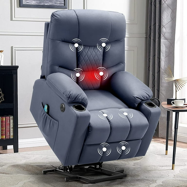 HOMREST Electric Power Lift Recliner Chair Sofa with Massage and Heat for  Elderly, Recliner Sofa with 3 Positions, 2 Side Pockets, and Cup Holders