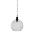 thumbnail image 1 of Toltec 94-MB-4670 Carina Chain Hung Pendant Shown In Matte Black Finish With 13" Clear Ribbed Glass, 1 of 1