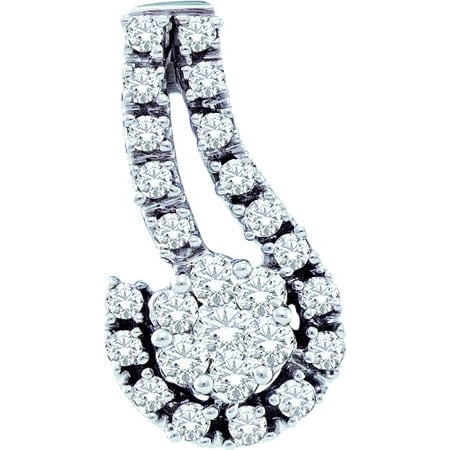 14K White Gold 0.24ctw Glamorous Pave Diamond Hook Fashion Flower Pendant