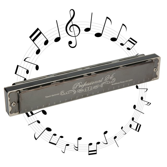 FLAMEEN Bright Tone Metal Harmonica, 24 Hole Tremolo Harmonica, For Music Performance Musical Instrument Music Enthusiast Wind Instrument