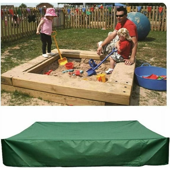 Sandbox 150 x 150cm Protective Cover with Waterproof Drawstring for Beach Garden Sandbox - Green