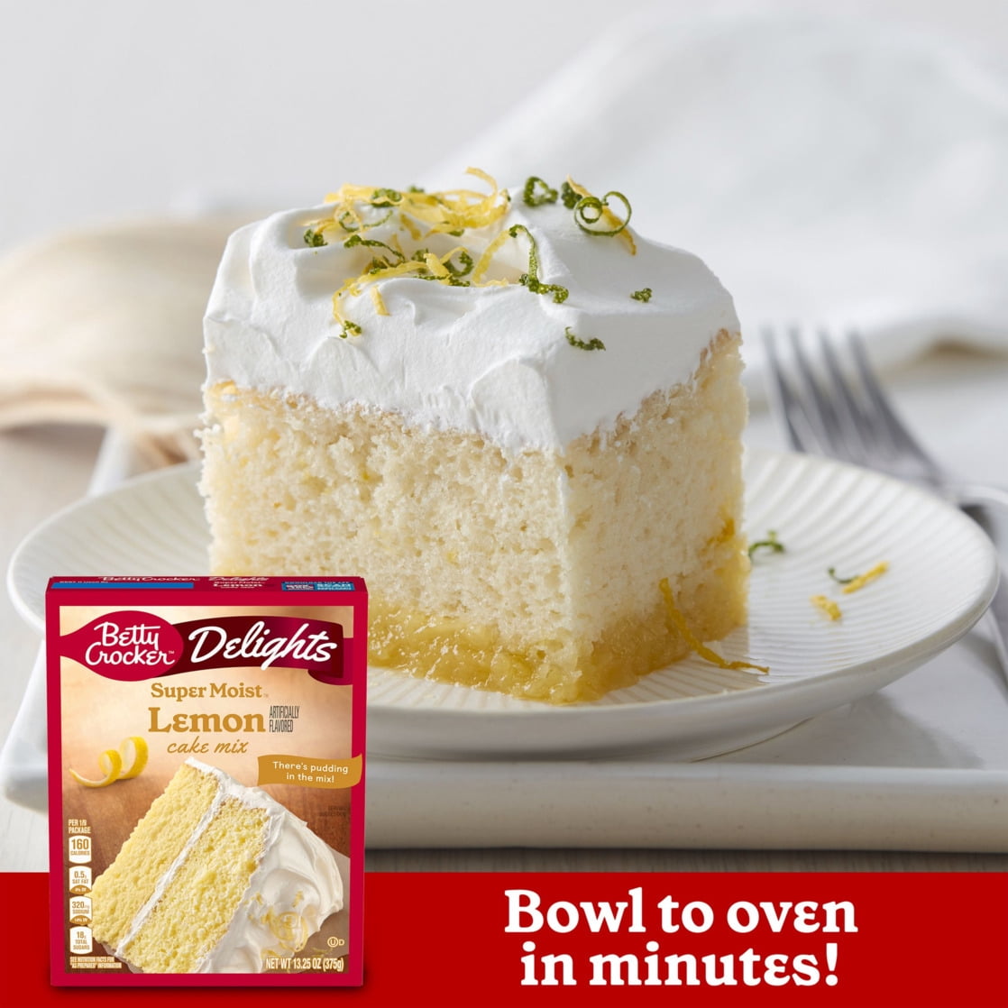 (12 pack) Betty Crocker Delights Super Moist Lemon Cake Mix, 13.25 oz