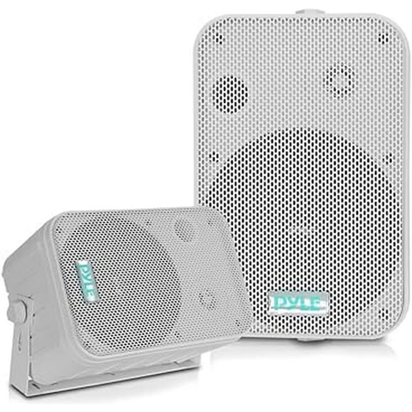 Pyle, Home Dual Waterproof Outdoor Speaker System, 6.5 Inch Pair of Weatherproof Wall/Ceiling Mounted Speakers, Heavy Duty Grill, Universal Mount, Great for Indoors, Outdoors, Poolside, Patio,(White)
