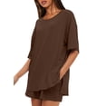 thumbnail image 7 of TEMOFON Womens 2 Piece Sets Summer Lounge Sets for Womens Oversized TShirts Drawstring Shorts Comfy Sets with Pockets M, 7 of 7