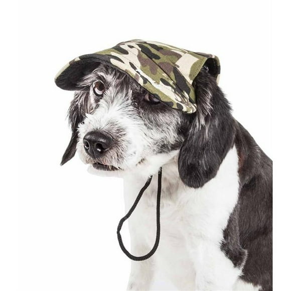 Pet Life HT3CMLG Torrential Downfour UV Protectant Adjustable Fashion Dog Hat - Camouflage, Large