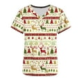 thumbnail image 5 of Holiday Gifts! Titcea Christmas Scrub Tops for Women Stretchy V Neck Short Sleeve Cute Xmas Printed Nurse Holiday Working Uniforms, 5 of 5