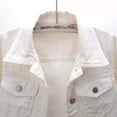 thumbnail image 5 of felwors Denim Jacket for Women Button Down 3/4 Short Sleeve Cropped Jean Jackets with Pockets Casual Lightweight Shackets 2025 White, XXXL, 5 of 7