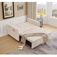 thumbnail image 6 of Noodeniya 57" 3 In 1 Convertible Sleeper Couch Bed with two cup holders, pull out sofa bed with USB and Side Pocket, Beige, 6 of 15