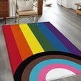 thumbnail image 2 of Modern Geometric Area Rugs 4'x6', Washable Small Throw Rugs for Office Bathroom, Abstract Colorful Striped Indoor Outdoor Rug Non-Slip Low Pile Carpet Runner Reversible Floor Mats, 2 of 8
