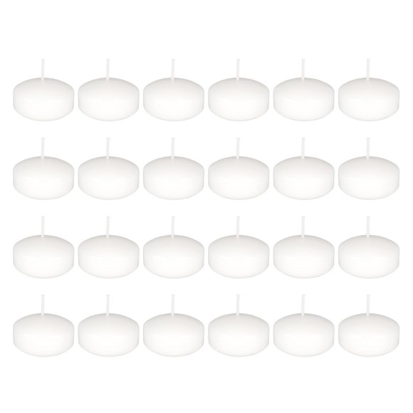 Mega Candles 24 pcs Unscented White Floating Disc Candle, Hand Poured Paraffin Wax Candles 2 Inch Diameter, Home Décor, Wedding Receptions, Baby Showers, Birthdays, Celebrations & Party Favors