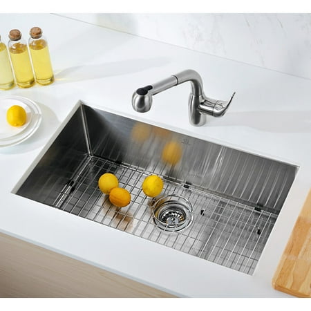 ANZZI Vanguard 30'' x 18'' Single Bawl Undermount Kitchen Sink with Drain Assembly
