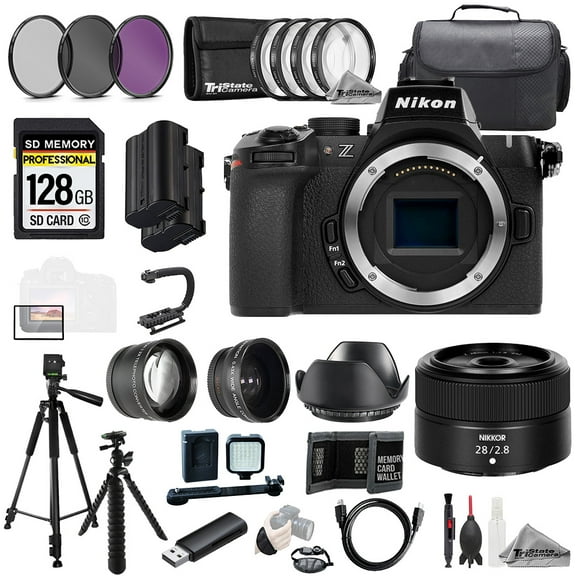 Nikon Z50 II   Z 28mm f/2.8 Lens 128GB Ext Bat 9 PC Filtr MEGA Kit (International Version)