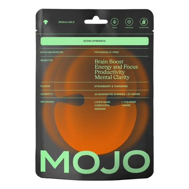 Extra Strength Brain Boosting Gummies, Strawberry & Tangerine, 20pack